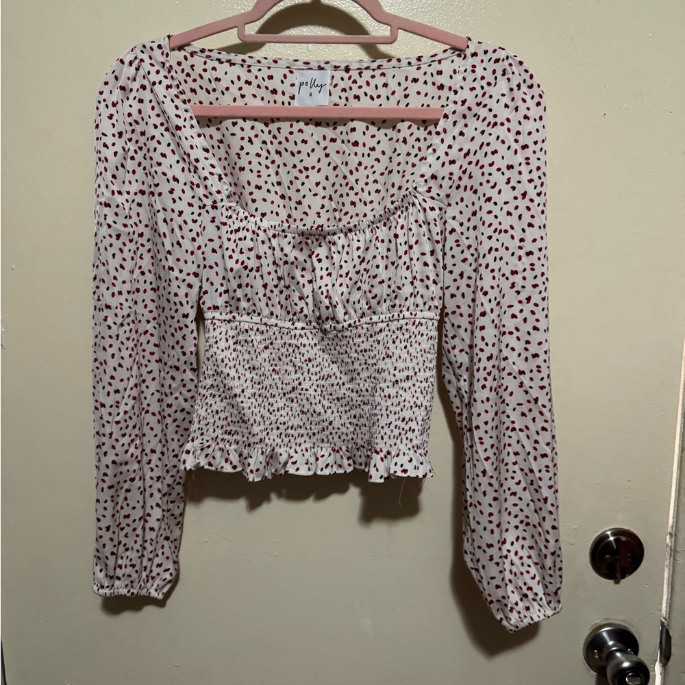 Stylish White Blouse with Red Dots